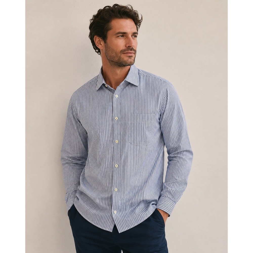 Peter Millar Blue Purple Stripe Dress Shirt Men Fit Like L Cotton